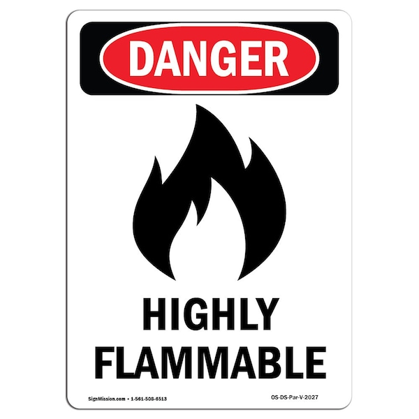 Safety Sign, OSHA Danger, 5" Height, Portrait, D-35-V-2027-10PK